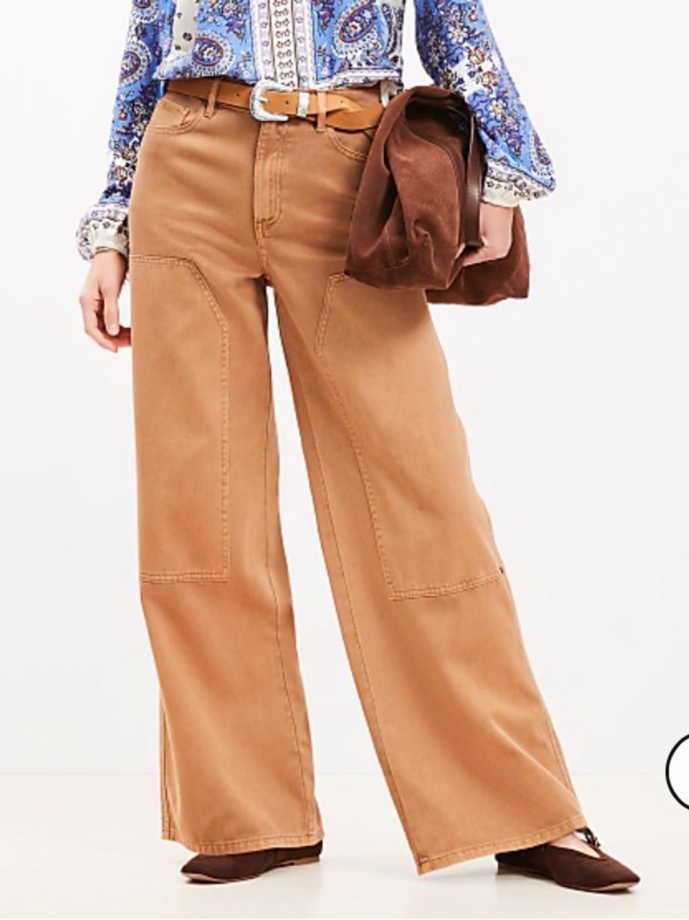 LOFT Petite Wide Leg Carpenter Pants in Twill NWT
